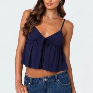 Edikted Navy Blue Spaghetti Strap Babydoll Top